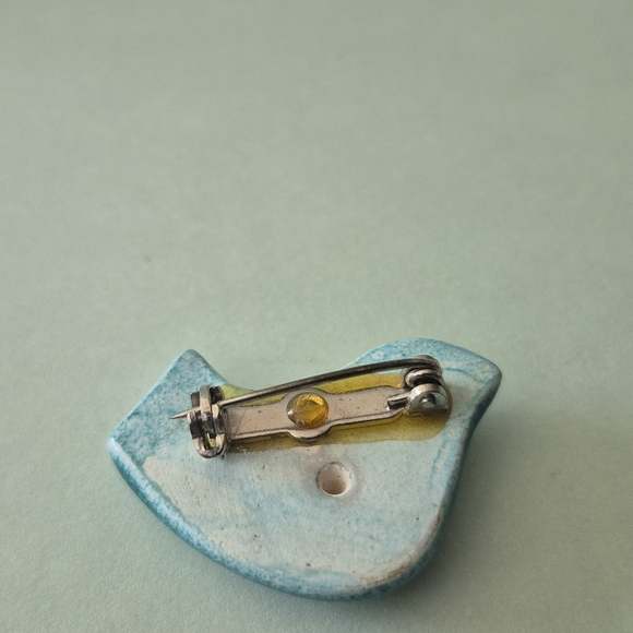 Ceramic Blue Bird Brooch - Picture 5 of 5